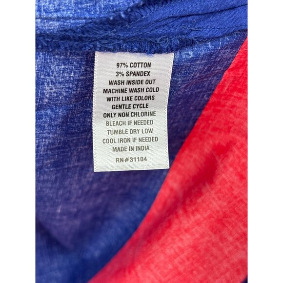 Crown & Ivy Ruffle Neck Sleeveless Striped Top Blouse Red Navy Large NEW - Picture 4 of 5